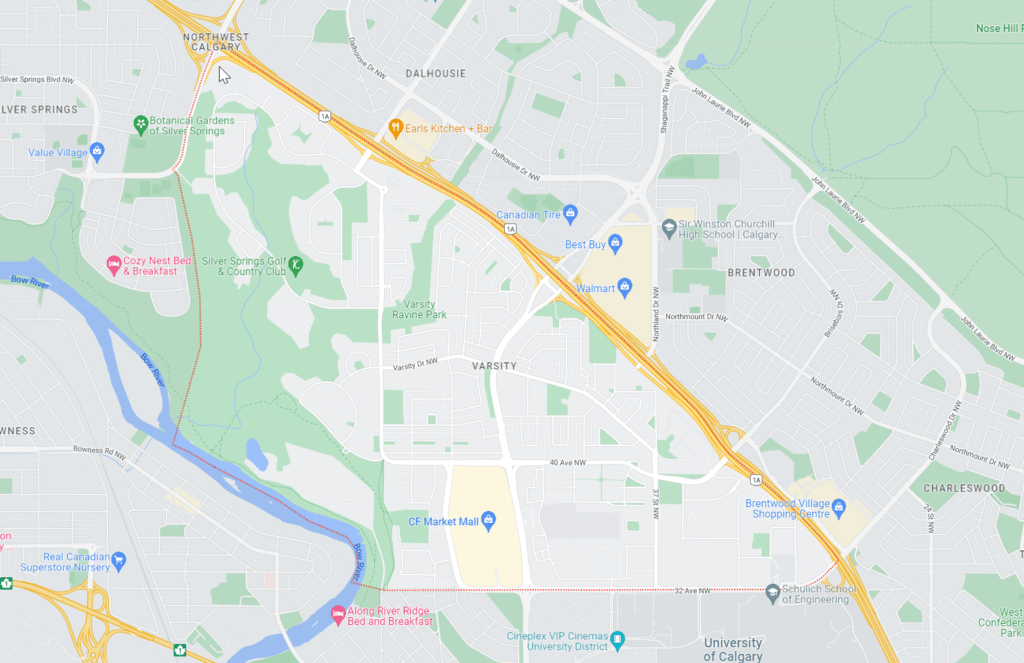 Varsity, Calgary, AB Map