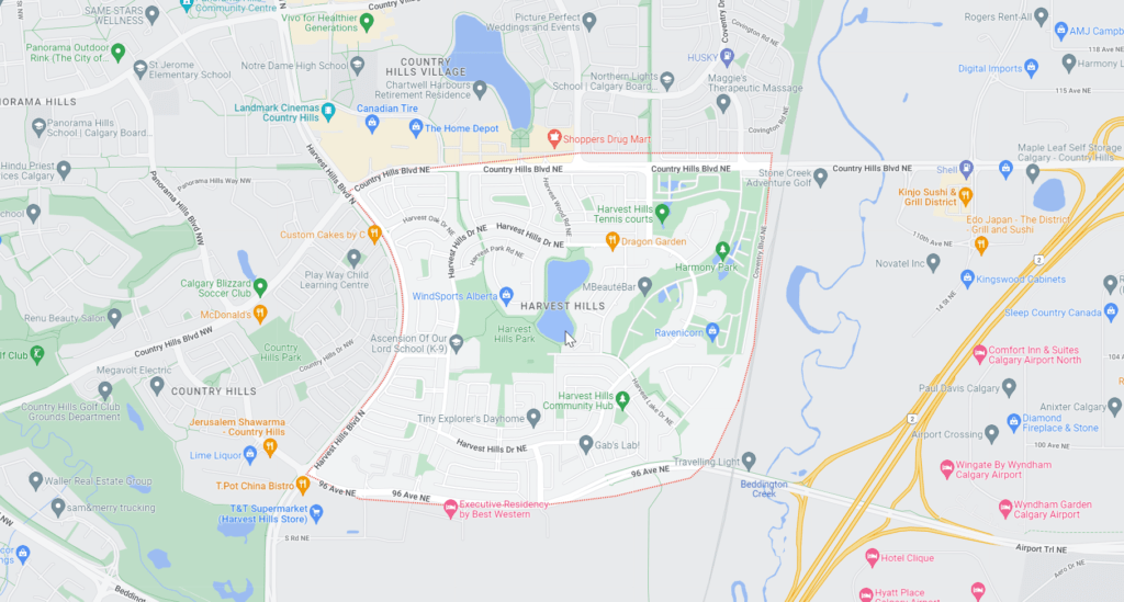 Harvest Hills, Calgary, AB Map